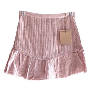 NWT STEVIE MAY Orleander blush pink cotton pleated mini skirt XS new with tags